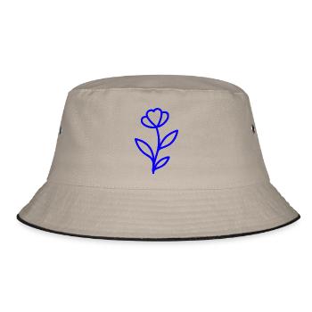 Line Art Flower – Minimalist Floral Motif in e - Bucket Hat - khaki/black - Front