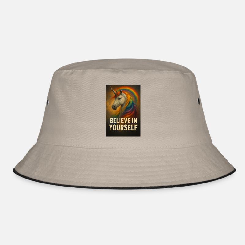 Glaub an dich selbst Einhorn Regenbogen Bucket Hat