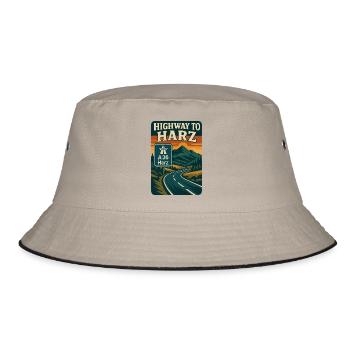 Highway To Harz Bunt Retro A36 - Bucket Hat - Khaki/Schwarz - Vorne