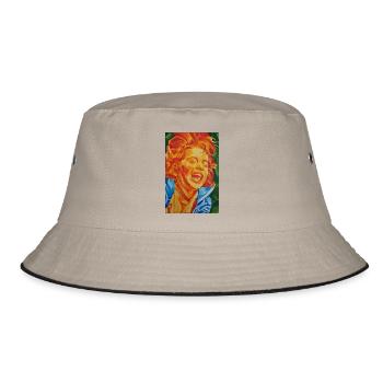 Happy Life - Bucket Hat - Khaki/Schwarz - Vorne