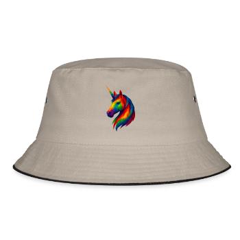 WPAP Style Animals - Unicorn - Bucket Hat - khaki/black - Front