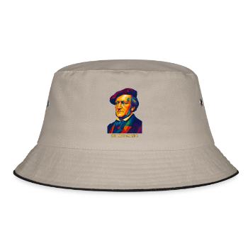 WPAP Polygon Portrait Richard Wagner Composer - Bucket Hat - khaki/black - Front