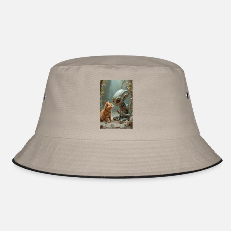 Außerirdische Kreatur mit Katzengefährte Bucket Hat