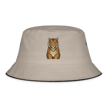 Blick des wilden Tigers - Bucket Hat - Khaki/Schwarz - Vorne
