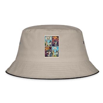  Too Hot Coffee Joke Comic - Funny Gift  - Bucket Hat - khaki/black - Front