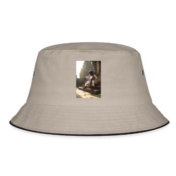 Astronaut spielt Cello auf uralten Stufen - Bucket Hat - Khaki/Schwarz - Vorne