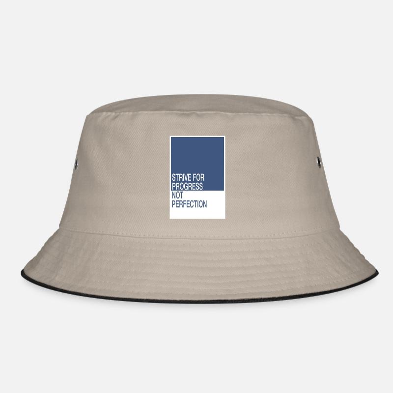 Strive for Progress, Not Perfection - Bucket Hat - Khaki/Schwarz