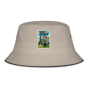 Es lebe Frankreich Retro Gourmet - Bucket Hat - Khaki/Schwarz - Vorne