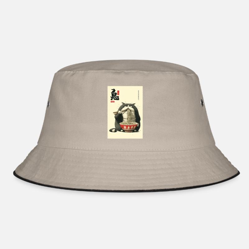 Neko Ramen Cat Slurping Noodles Bucket Hat