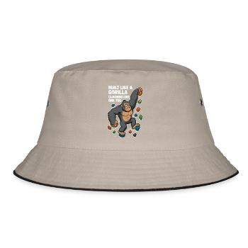 Bouldering Funny – Gorilla Cartoon Climbing Shirt - Bucket Hat - khaki/black - Front
