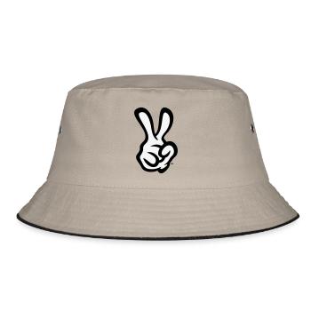 Victory Handzeichen (Rechte Hand / POS / 2C) - Bucket Hat - Khaki/Schwarz - Vorne