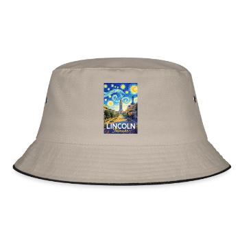 Lincoln Nebraska - Bucket Hat - Khaki/Schwarz - Vorne