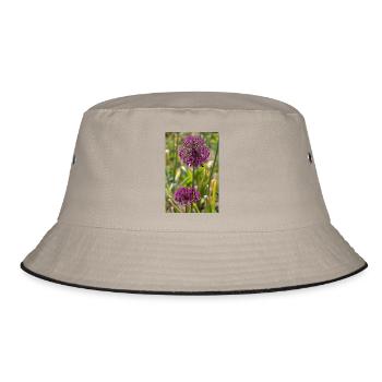 Ornamental leeks in purple: spherical blossoms - Bucket Hat - khaki/black - Front