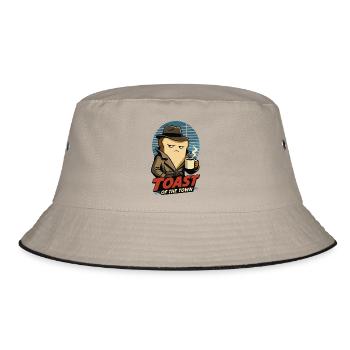 Toast of the Town – Film Noir Frühstück Humor - Bucket Hat - Khaki/Schwarz - Vorne