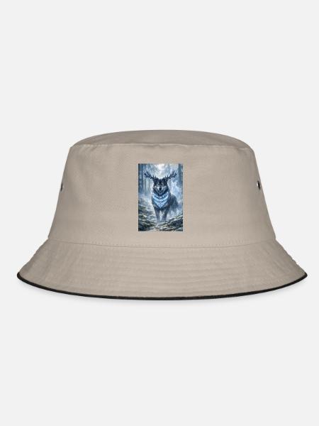 Der Runenhüter: Frosthirschwolf - Bucket Hat - Khaki/Schwarz