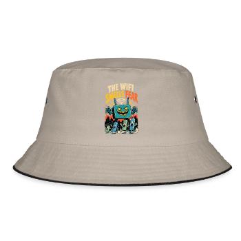 The WiFi Feels Fear – WLAN-Horror - Bucket Hat - Khaki/Schwarz - Vorne