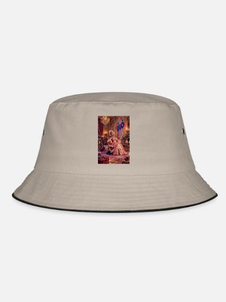 Rokoko-Königin mit Spiegel und Französischer Bulldogge — EGO - Bucket Hat - Khaki/Schwarz