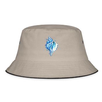 Blaue Muschel Wasserfarbenbild - Bucket Hat - Khaki/Schwarz - Vorne