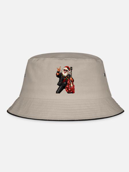 Santa Rock Weihnachtsgitarre - Bucket Hat - Khaki/Schwarz
