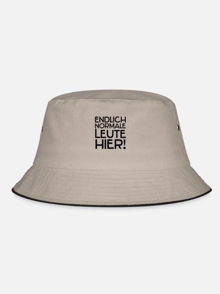 Endlich normale Leute hier! - Bucket Hat - Khaki/Schwarz - Vorne