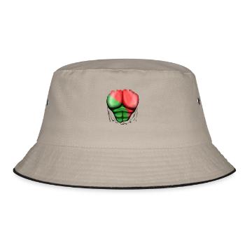Portugal Flag Ripped Muscles, six pack, chest - Bucket Hat - khaki/black - Front