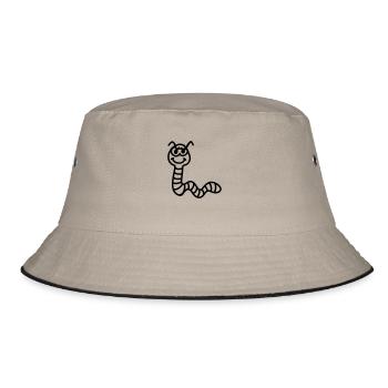 Naughty earthworm - line - Bucket Hat - khaki/black - Front