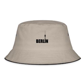 Berlin Fernsehturm Hauptstadt City Schriftzug - Bucket Hat - Khaki/Schwarz - Vorne