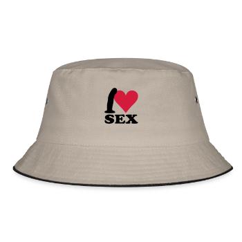 I love Sex - Bucket Hat - Khaki/Schwarz - Vorne