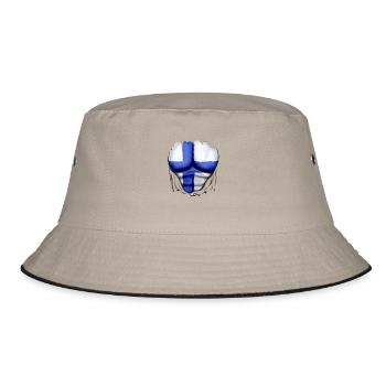 Finland Flag Ripped Muscles, six pack, chest - Bucket Hat - khaki/black - Front