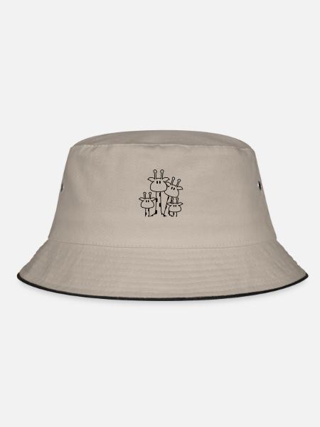 Cute giraffe family 2 children mom dad giraffe - Bucket Hat - khaki/black - Front
