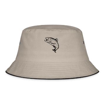 dessin pêcheur Truite saumon poisson pêche fun - Bob - kaki/noir - Devant