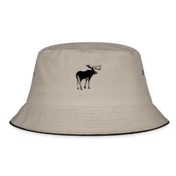 elch - elk - moose - jagd - jäger - Bucket Hat - Khaki/Schwarz - Vorne