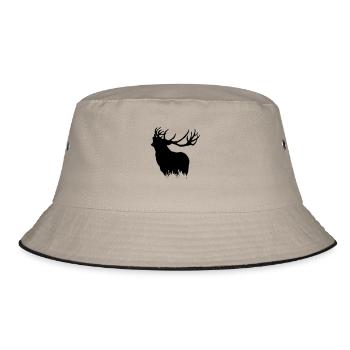 Deer - Hirsch - Bucket Hat - Khaki/Schwarz - Vorne