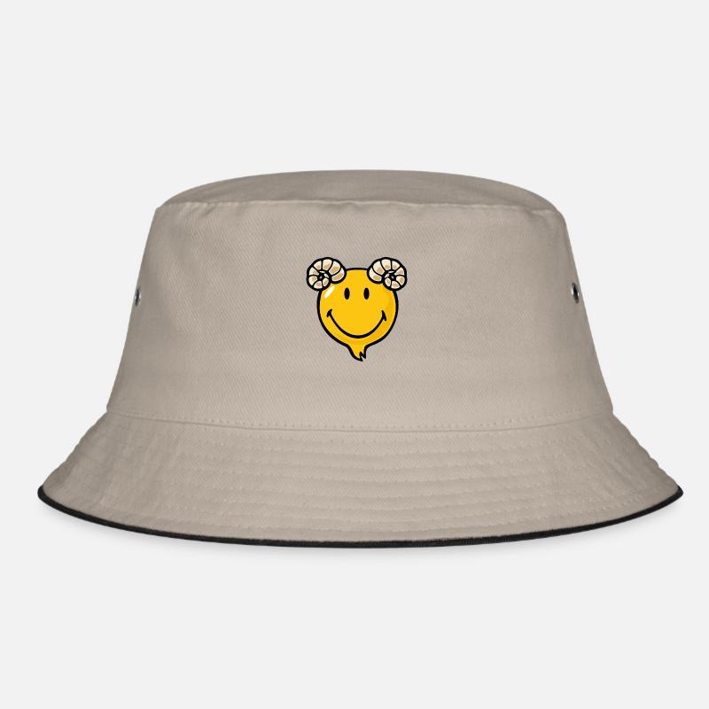 Smiley Ram - Bucket Hat - Khaki/Schwarz