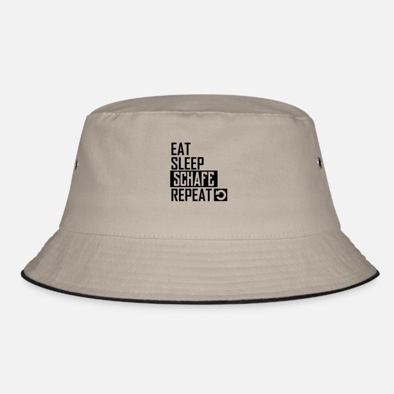 eat sleep schafe repeat - Bucket Hat - Khaki/Schwarz