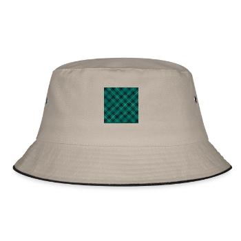 Checked pattern Checkered tartan fabric pattern turquoise green - Bucket Hat - khaki/black - Front