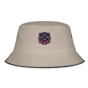 Psychedelische Eule - Bucket Hat - Khaki/Schwarz - Vorne