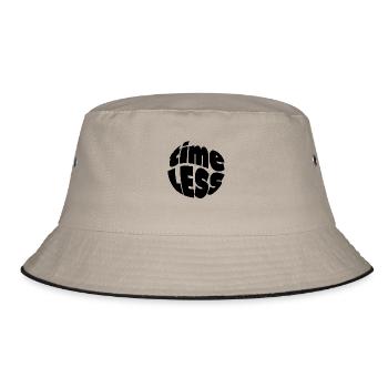 Zeitlos Timeless Entspannt Geschenkidee - Bucket Hat - Khaki/Schwarz - Vorne