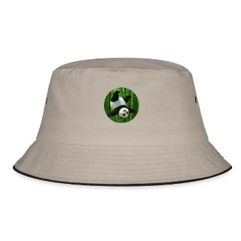 Panda macht einen Salto - Bucket Hat - Khaki/Schwarz - Vorne