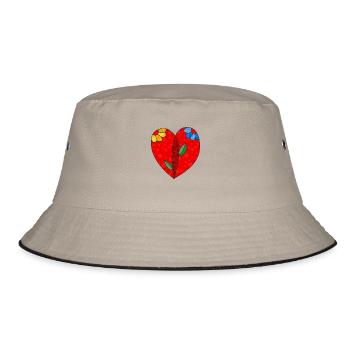 Heart - Bucket Hat - khaki/black - Front