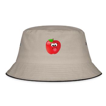 Funny smiling apple fruit with face - Bucket Hat - khaki/black - Front
