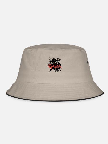 Free Gaza - Bucket Hat - Khaki/Schwarz - Vorne