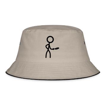 Stickman with magnifying glass - Bucket Hat - khaki/black - Front