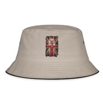 Keep Calm auf Union Jack + dein Text - Bucket Hat - Khaki/Schwarz - Vorne