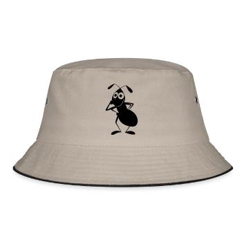 Ameise zieht Augenlied runter - Bucket Hat - Khaki/Schwarz - Vorne