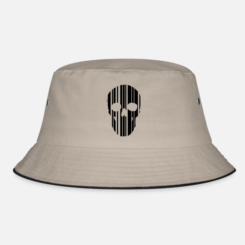 barcode skull - Bucket Hat - khaki/black