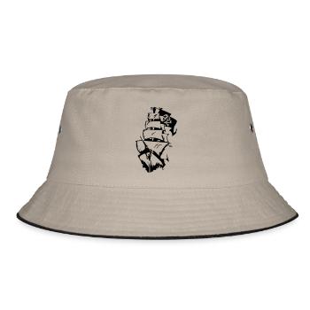 Piratenschiff - Bucket Hat - Khaki/Schwarz - Vorne