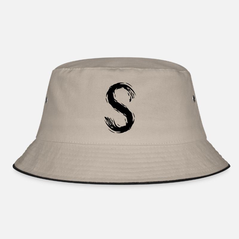 Buchstabe S Schwarz Bucket Hat