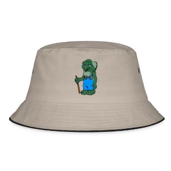 troll dear old stock cartoon funny spitzohr maerc - Bucket Hat - khaki/black - Front