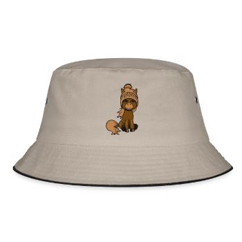 Pony Pferd sitzen spass pudelmuetze Maedchen suess - Bucket Hat - Khaki/Schwarz - Vorne